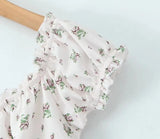 MQTIME  -  Summer New Style Strap Sweet Fragmented Flower Waist Bubble Sleeve Slimming Dress Short Skirt
