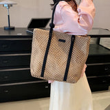 MQTIME  -  Summer Woven Straw Tote Bag Casual Beach Vacation Women Shoulder Bags Large Capacity Female Handbags Solid Color