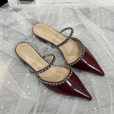 MQTIME  -  Luxury Rhinestone Designer High Heels Slippers Women Satin Pointed Tou Dress Shoes Summer New Fashion Slingback Sandals Women