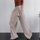 MQTIME  -  Spliced Wrapped Wide-leg Pants Women's 2025 Autumn New Design High-waisted Slimming Casual Trousers Women's Clothing