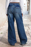 MQTIME  -  Women Jeans Wide Leg Pants Straight Trousers Stretchy Loose Fit Mid Waist High Street Jeans Vintage Style Fashion