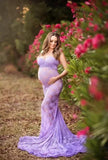 MQTIME  -  Lace Maternity Dress Sexy Photo Shoots Long Fancy Pregnancy Dress Shoulderless Maxi Gown For Pregnant Women Photography Props