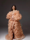 MQTIME  -  Boho Tulle Maternity Cape, Cloud-Style Feathered Overskirt, Flowing Wedding Dress Alternative, Elegant White Baby Bump Cover
