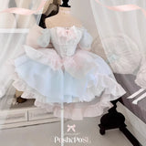 MQTIME  -  Handmade High Quality French Sweet Lolita Princess Puffy Cake Dress Mini Birthday Party Wedding Dresses Photography Clothing