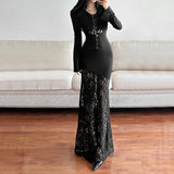 MQTIME  -  Fall 2025 New Women's Solid Color Slim High Waist Street Fashion Hooded Long Sleeve Dress