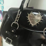 MQTIME  -  Y2k Gothic Flap Shoulder Bag Women Large Capacity Buckle Design Preppy Casual Commuter Underarm Bowling Bag Pu Leather Hanbag