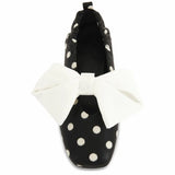 MQTIME  -  Large Bow Tie Polka Dot Ballet Flats Shoes Women Mary Janes Spring Autumn Square Toe Buckle Strap Elegant Black Loafers New