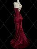 MQTIME  -  Red Celebrity Dress Ruffle Mermaid Spaghetti Strap Red Carpet Anniverasry Meeting Cocktail Dress Long Maxi Party Evening Gowns