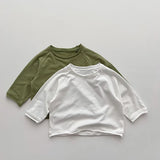 MQTIME  -  Autumn New Children Long Sleeve T Shirts Cotton Boys Casual Tee Solid Kids Girls Soft Bottoming Tops Baby Clothes