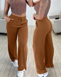 MQTIME  -  Woman Casual Tied Detail Pants with Pocket Temperament Commuting Summer New Daily Clothing Women's Fashion Trousers