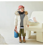 MQTIME  -  Large Fur Collar Kids Coats Boys Girls Thickened Down Jacket Children Winter Outerwear Teenager Hooded Casual Clothing 2-10Y