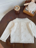  MQTIME  -  New Spring Baby Girls Knitted Sweaters Hollow Out Cardigan Coats Long Sleeve Crochet Toddlers Kids Sweater