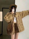 MQTIME  -  Spring Coat Women Washed Old Denim Coat Vintage Streetwear Hip Hop Boyfriend Casual Loose American Cowboy Jacket Outerwear