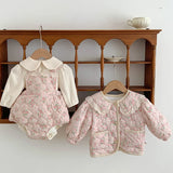 MQTIME  -  Winter Newborn Baby Girls Clothing Suit Printed Cardigan Sleeveless Jumpsuit T-shirt Infant Baby Girl Thicken Warm Clothes Set