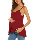 Mqtime Women Pregnant Strappy Vest Nursing Tops Maternity Breastfeeding T-Shirt Summer Fashion Pregnancy Wear