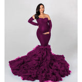 MQTIME  -  Mermaid Maternity Robes for Photo Shoot Off Shoulder Sweetheart Foto Gowns Sexy Spandex Baby Shower Dresses