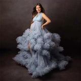 MQTIME  -  Purple Maternity Dress for Woman V Neck Ruffles Prom Party Gowns  Pregnancy Babyshower Outfit Robe Photography Props Customized