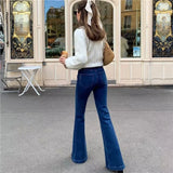 Mqtime Vintage clothes high waist skinny jeans woman korean streetwear women jeans blue flare jeans black pants denim y2k streetwear