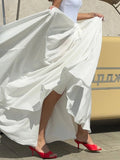  MQTIME  -  Skirt Spring and Summer New Women's Solid Color Pleated Waist Swinging Holiday Style Skirt Umbrella Skirt