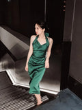 MQTIME  -  Green Light Luxury Temperament And High-End Sense Dress For Women's Summer Niche High-End Banquet Evening Dress