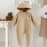 MQTIME  -  New Winter Toddler Baby Girl Thicken Warm Romper Long Sleeved Hooded Print Baby Jumpsuit Children Thicken Warm Clothes