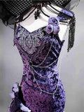 MQTIME  -  Mysterious Nocturne Velvet Elegant Mermaid Dress Elegant Gown Strap Dress Lolita Purple Evening Party Long Dresses