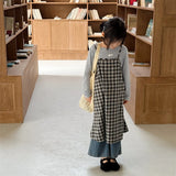 MQTIME  -  Spring and Summer Girls' Clothing Korean Kid's Sleeveless Camisole Dress Children's Classic Plaid Slings Dress Match with Top