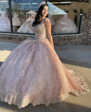 MQTIME  -  Sparkly Champagne Quinceanera Dresses Sequin Lace Ball Gown Prom Dresses Sweetheart Sweet 16 Dress Formal Dress HOT