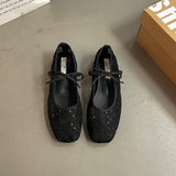 MQTIME  -  Summer New Square Head Bow Elegant Single Shoes Women Breathable Increase Mesh Mary Jane Shoes