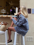 MQTIME  -  Loose 2 Pieces Women Summer Set Striped Plaid Turn-down Collar Long Sleeve Shirt Short Pants Outfits Female Shorts Suit