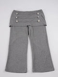 MQTIME  -  American Low Waist Button Design Solid Slim Casual All Match Temperament Capris