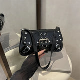 MQTIME  -  Retro Korean Y2K Harajuku Style Niche Rivets Underarm Bag Tote Bags Lipstick Wallet Storage Bag Women's Bags Purses Handbags