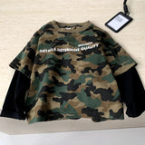 MQTIME  -  Boys T-shirt Spring and Summer New Childrens Clothing Korean Style Boys and Girls Casual Loose Camouflage Fake Two T-shirts