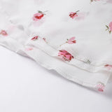  MQTIME  -  Chiffon Printed Ruffle Skirts Sets Women V-neck Short Puff Sleeve Button Cropped Shirt Slim Mermaid Skirt Summer Party Suit