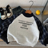 MQTIME  -  Kids Boys Sweatshirt Winter Letter Printed Thicken Warm Toddler Girls Hoodies Plaid Patchwork Infant Boys Tops Pullovers