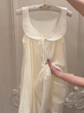 MQTIME  -  Sweet Princess Mesh Nightdress New See Through Puff Guaze Suspender Pajamas Women's Summer Thin Doll Collar Loungewear