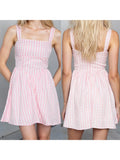  MQTIME  -  Women s Sleeveless V-Neck Floral Print Mini Dress with Ruffled Hem and Smocked Waist for Summer Beach Vacation