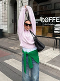 MQTIME  -  Women Cropped Sweater Pullover Casual Loose Tapered Jumper Waist Streetwear Comfort Fashion Autumn Knit Women's Pullovers