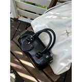  MQTIME  -  Fashion Y2K Harajuku Style Black PU Leather Heart Mirror Mini Crossbody Bags Shoulder Bag Women's Bag Women Handbags Purse