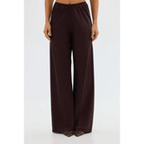MQTIME  -  Women's Spring Summer Silk Satin Long Pants Elastic High Waist Solid Color Elegant Loose Fit Silky Wide Leg Trousers