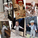 MQTIME  -  Baby Boy Gentleman Romper Clothes Set with Bow Hat Cotton Spring Fall Toddler Kids Printed Bodysuit Dress Infant Outfit Suit