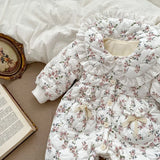 MQTIME  -  Winter 0-24M Toddler Baby Girl Warm Thick Romper Floral Printing Newborn Baby Girl Plush Jumpsuit Children Warm Thick Clothes
