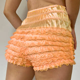 MQTIME  -  Womens Kawaii Lace Ruffle Bloomers Shorts Layered Pettipants Victorian Pumpkin Pants Panties Booty Shorts Lolita Safety Bottoms