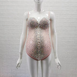 MQTIME  -  Sexy Luxury Pregnant Photography Bodysuit Heavy Industry Embroidery Water Diamond Pearl Maternity Clothing See-through Blouses