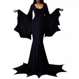 MQTIME  -  Autumn New Halloween Party Cosplay Witch Costume Gothic Dress Maxi Dress