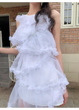 MQTIME  -  Woman Dress Sleeveless Elegant Sweet Irregular Halter Ruffles Summer Fashion Female Mini Dresses Party Casual Chic