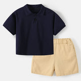 MQTIME  -  Summer Baby Boy Clothes Korean Fashion Casual Short Sleeve Cotton Tops+Shorts Children's Sets Boutique Kids Clothing BC1338