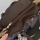  MQTIME  -  Retro Belt Buckle Polka Dot Tote Bag Large Capacity Pleated Handbag, Versatile Shoulder Crossbody Bag For Women Students Commute
