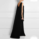 MQTIME  -  Female Solid Color V-Back Elegant Party Evening Long Dress Summer Sleeveless Loose Casual Maxi Dresses For Women
