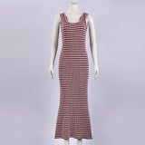  MQTIME  -  Summer New Cross-border Special Supply Slim Striped Sleeveless European and American Fishtail Dress Cw69163
